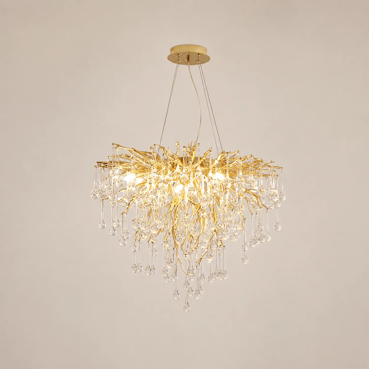 Colon Pendant Light Tassel Luxury, Metal/Crystal, Gold, Bedroom - Lumpaz