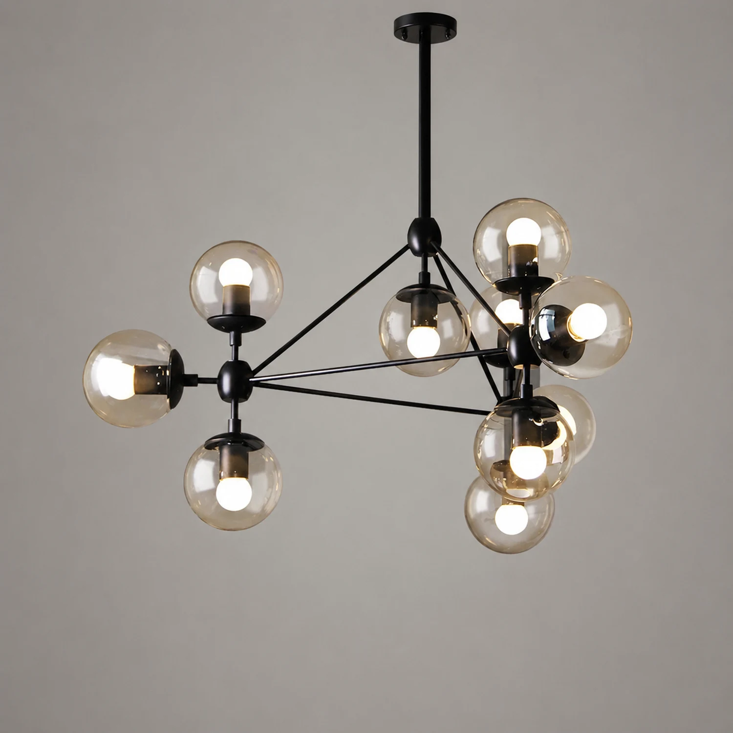 Valentina Pendant Light Bubble Modern, Glass/Metal, Black, Bedroom - Lumpaz