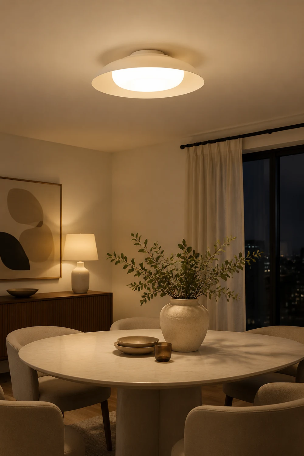 Carins Nordic Bowl Acrylic Flush Mount Ceiling Light, White - Lumpaz