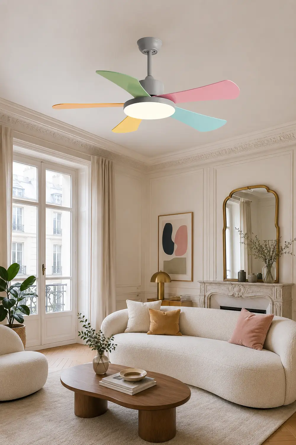 Morandi 5-Blade DC Colorful Ceiling Fan with Light, Summer, 41'' - Lumpaz