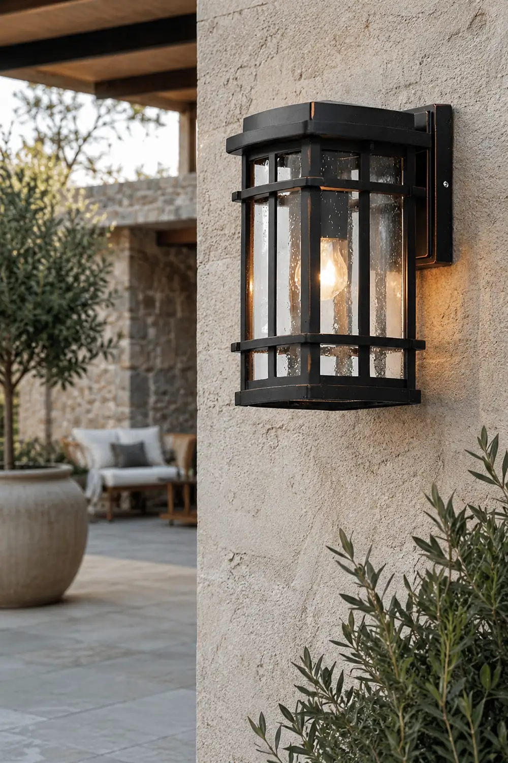 Retro Simple Waterproof Bubbles Glass Shade Modern Outdoor Wall Light - Lumpaz