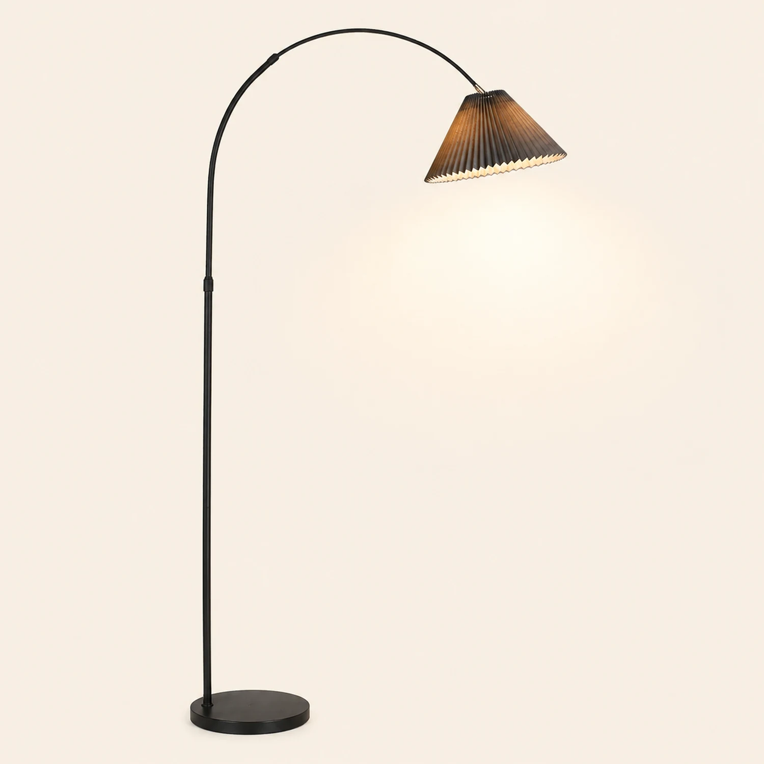Eryn Floor Lamp Pleated Arc Nordic/Modern, Metal/Fabric, Multi-color, Study - Lumpaz