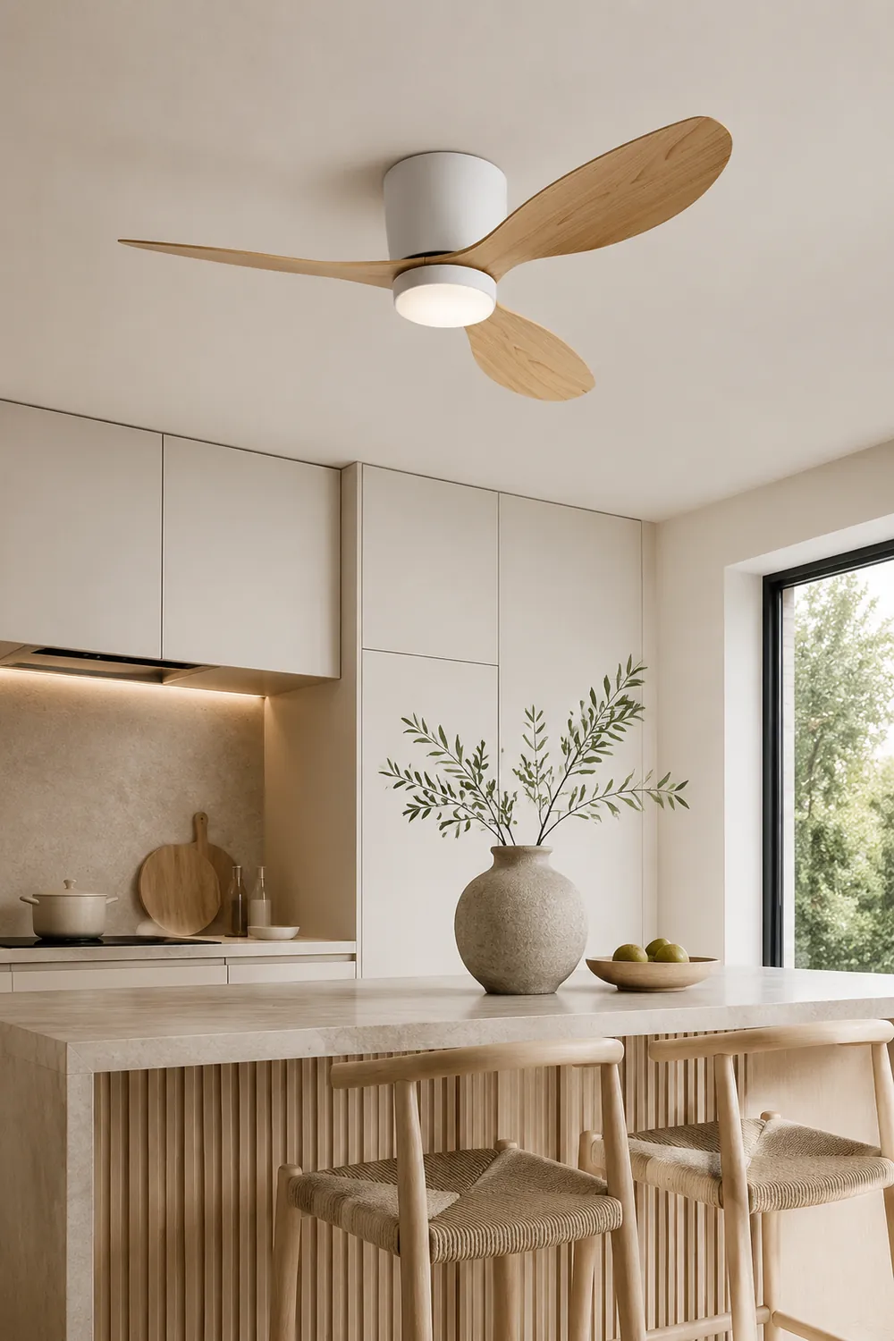 Walters Minimalist 3-Blade DC Ceiling Fan with Light, Black & White - Lumpaz