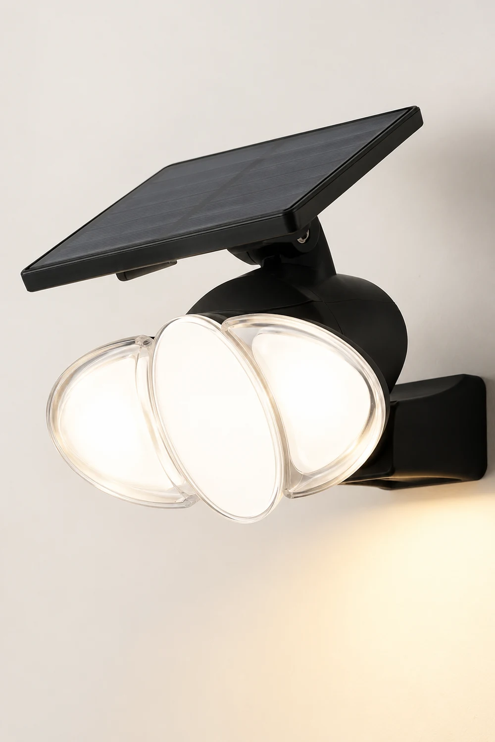 Solar Motion Security Light 3-Head Outdoor LED Wall Fixture with Motion Sensor - Lumpaz