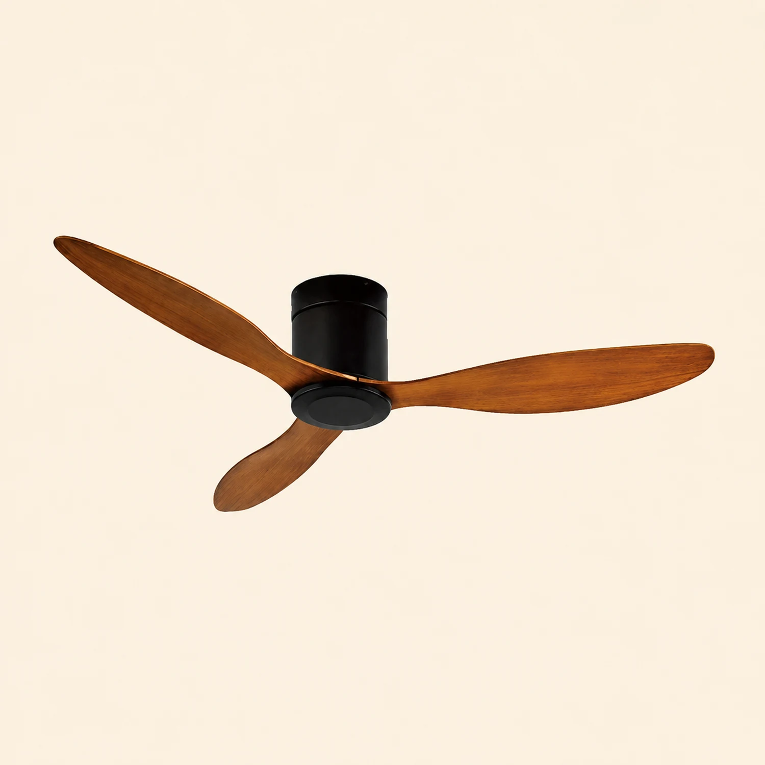 Walters Minimalist 3-Blade DC Ceiling Fan, Black & Wood, 52'' - Lumpaz