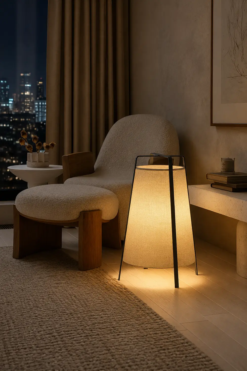 Renée Modern Minimalist Metal/Fabric Floor Lamp Living Room/Bedroom - Lumpaz