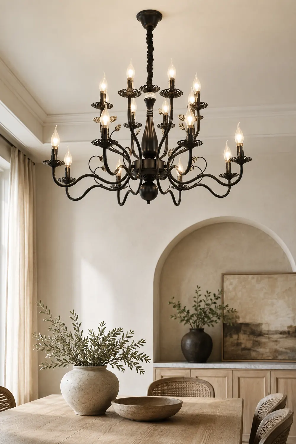 Marilyn Antique Candle Crystal/Metal Chandelier, Black/Gold - Lumpaz