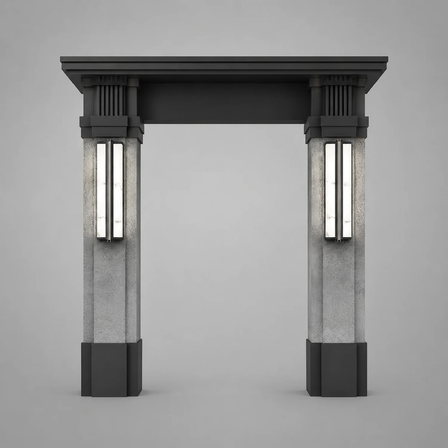 Modern Black LED Indoor/Outdoor Wall Lights with Resin Marble Shade - Lumpaz