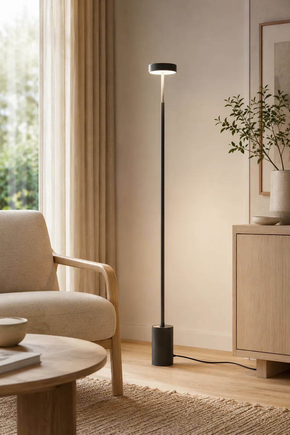 Edge Floor Lamp Linear Modern/Minimalist, Black/White/Gray, Bedroom - Lumpaz