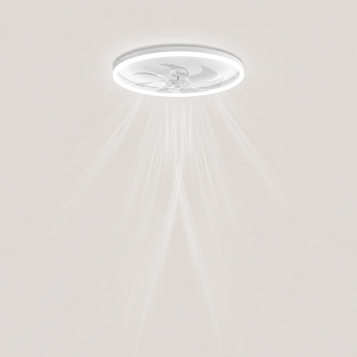 Edge 7-Blade Ring White Ceiling Fan with Light, DIA 16"/20"/24" - Lumpaz