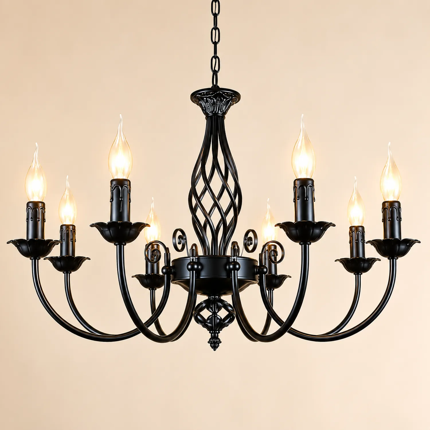 Silva Pendant Light Candle Retro, Metal/Glass, Black/White, Restaurant - Lumpaz