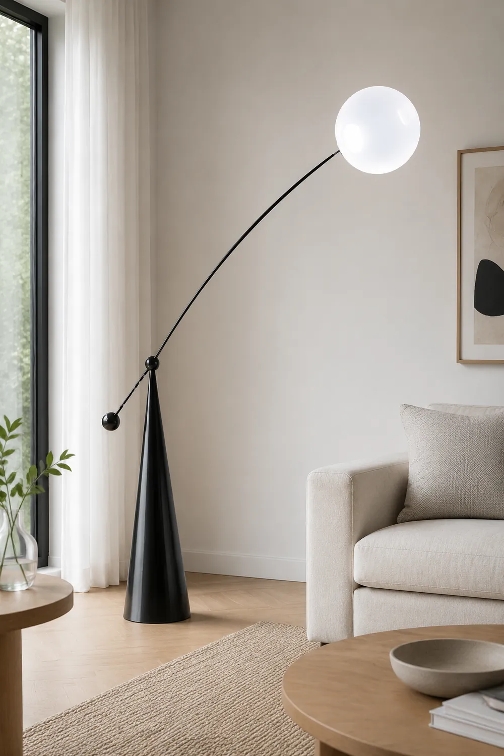 Valentina Floor Lamp Arc/Bubble Modern/Unique, Frosted Glass, White, Bedroom - Lumpaz
