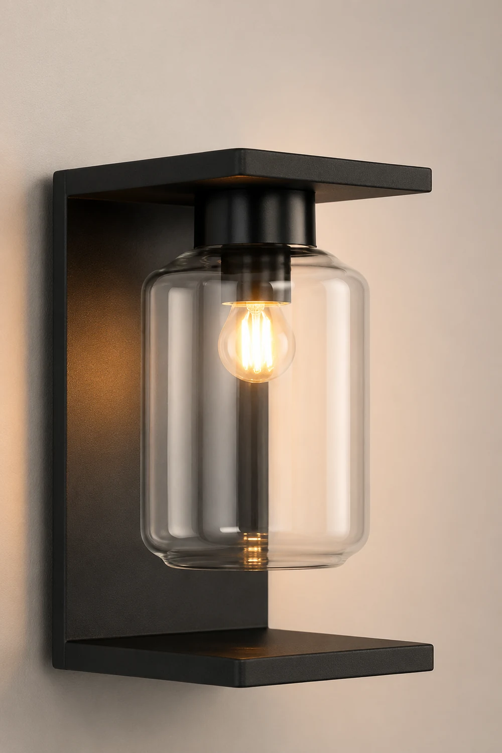 Outdoor Waterproof LED Glass Black Modern Solar Wall Lights with Remote复制 - Lumpaz