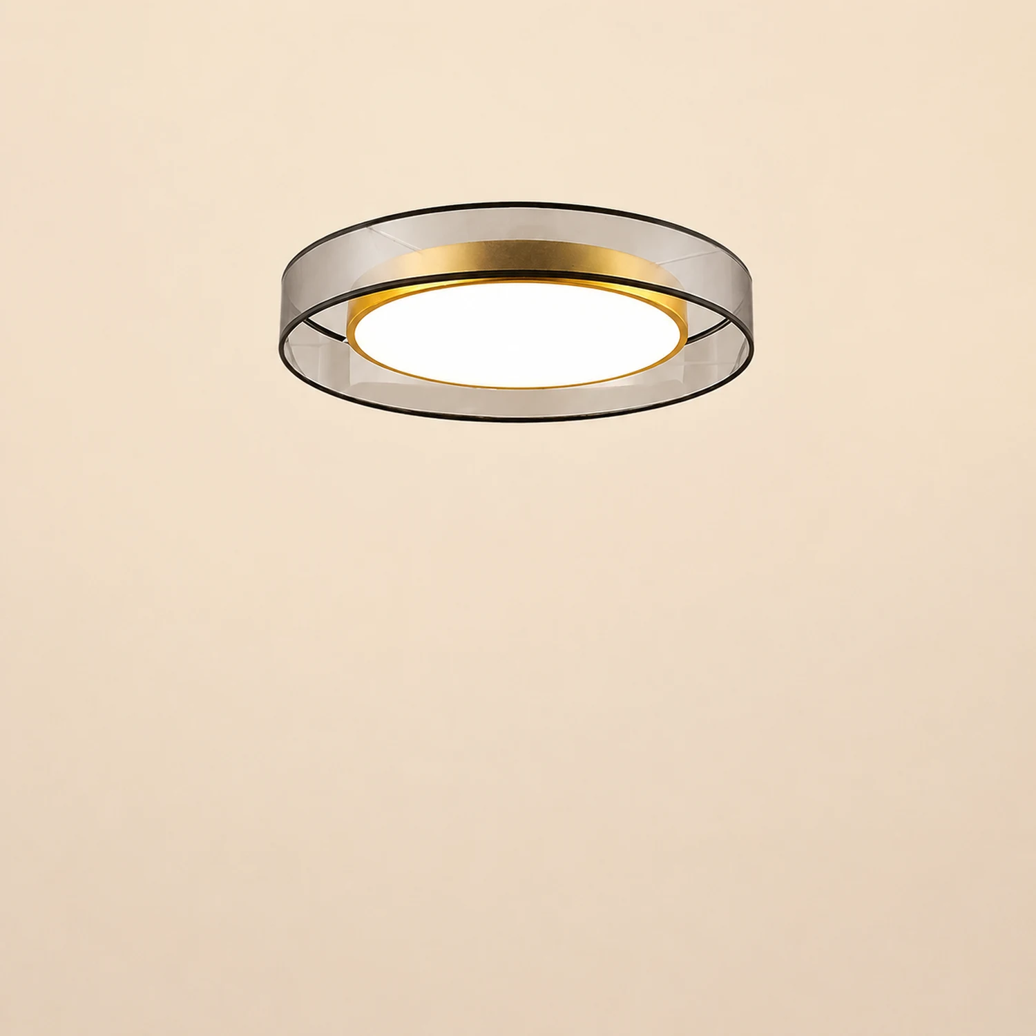 Quinn Nordic Modern Round LED Flush Mount Ceiling Light, Gold - Lumpaz