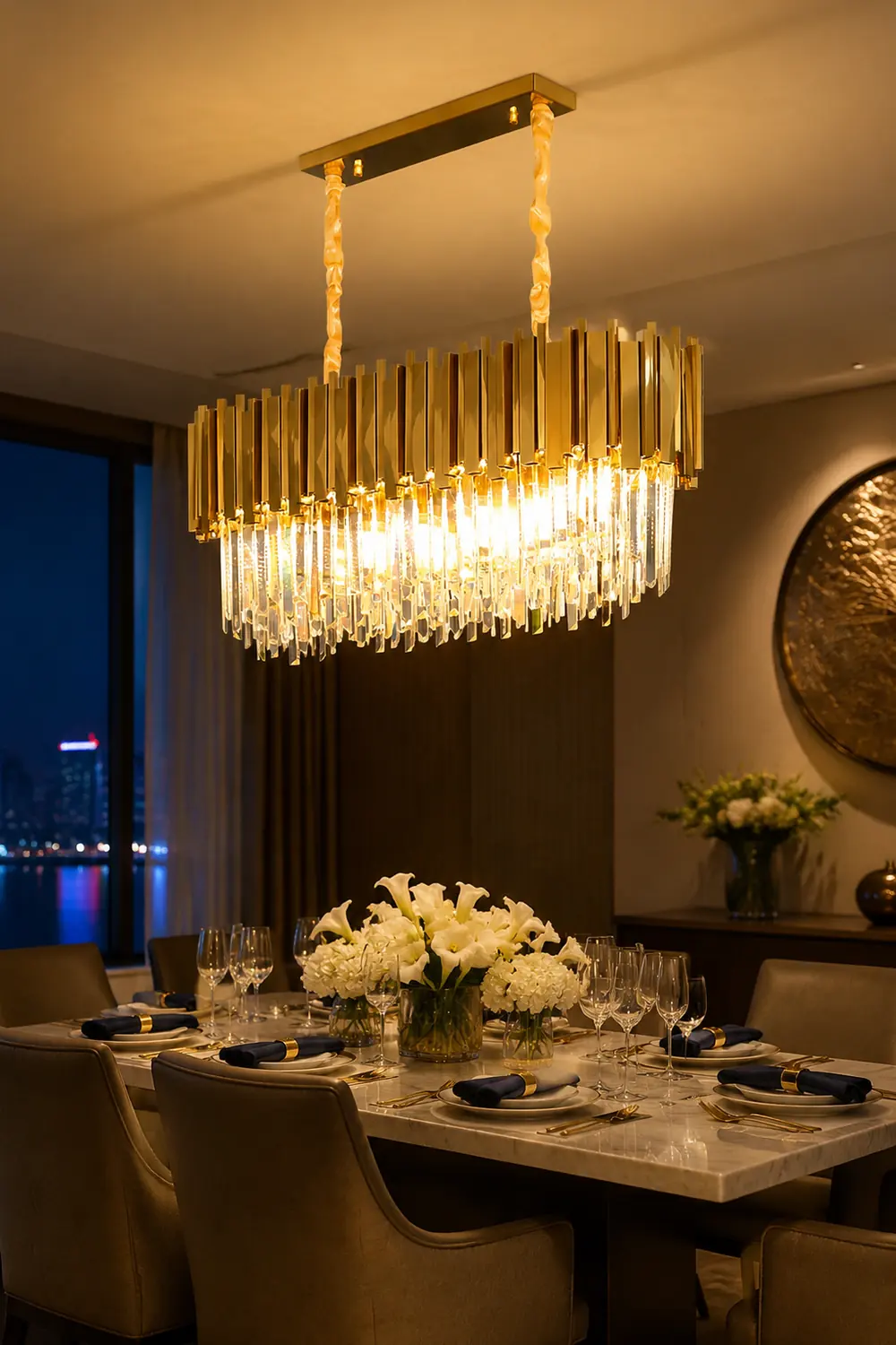 Marilyn Nordic Postmodern Luxury Gold Crystal Chandelier for Dining Room & Living Room - Lumpaz