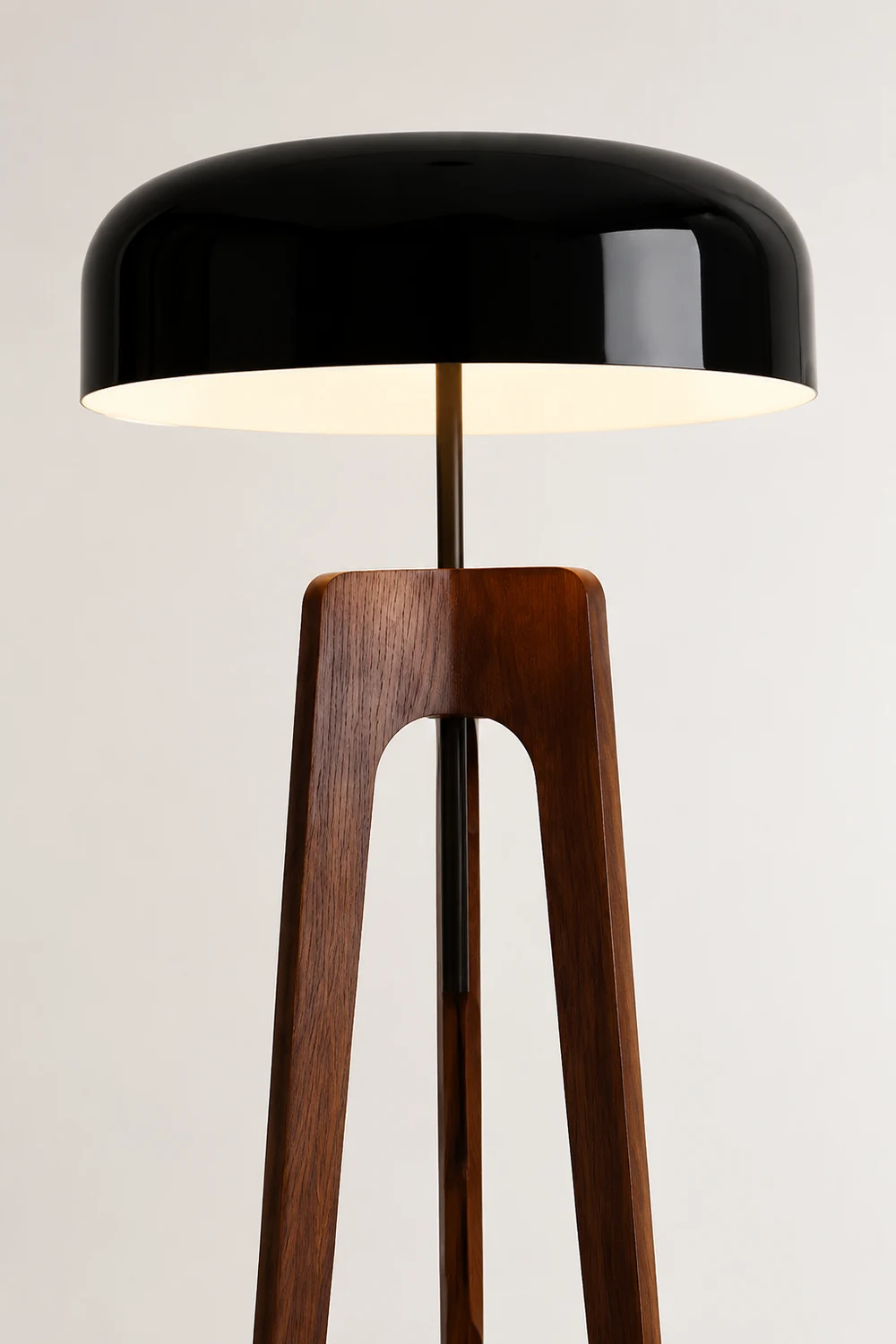 Ozawa Modern Bowl Tripod Wood Metal Floor Lamp, Black/White - Lumpaz