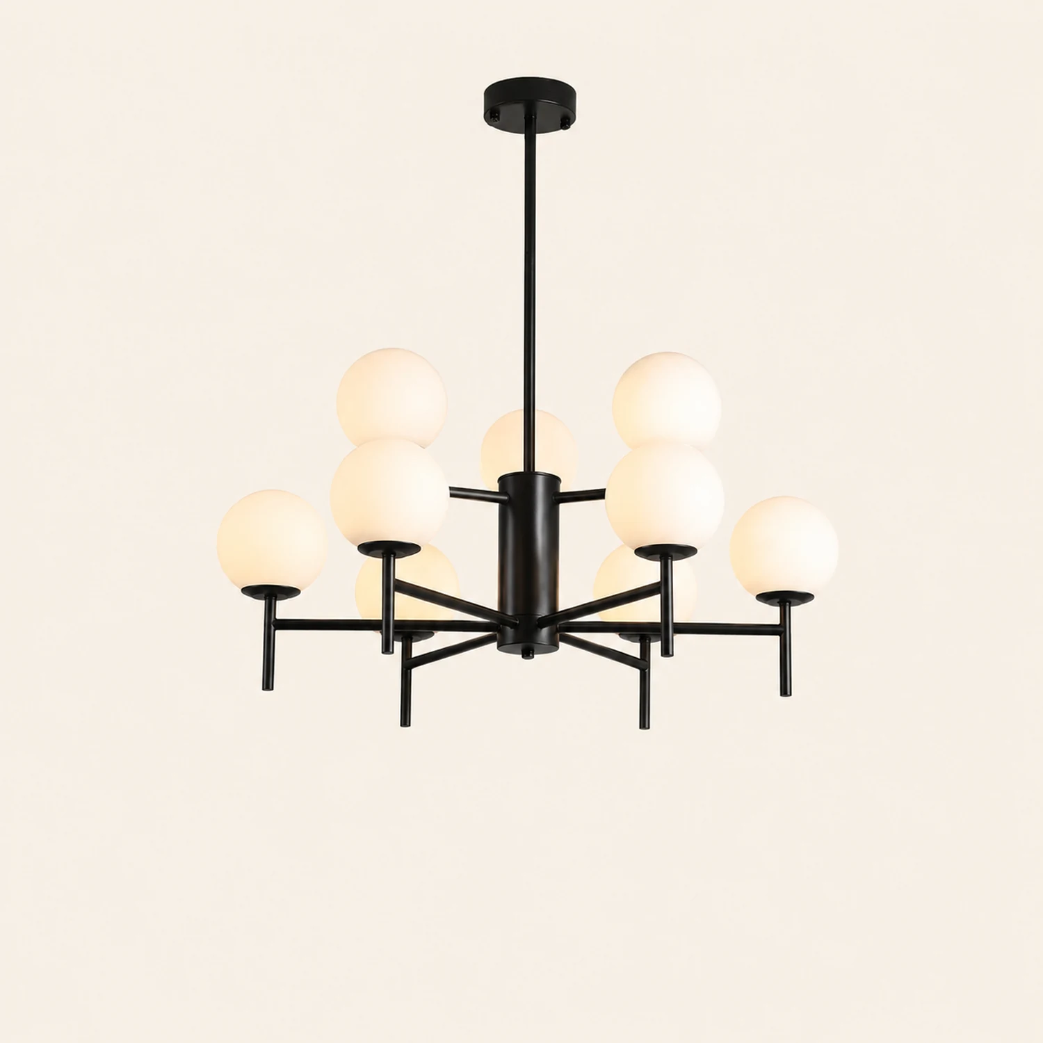 Valentina Modern Ball Glass/Metal Chandelier, Black/Gold - Lumpaz