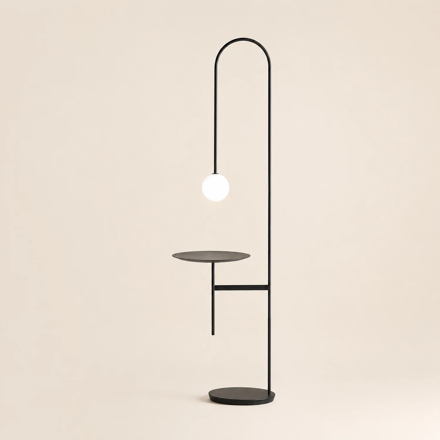 Valentina Minimalist Metal/Marble/Glass Floor Lamp With Table - Lumpaz