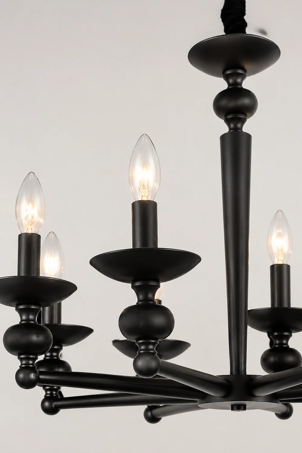 Alessio Retro Candle Wall Lamp/Black Chandelier for Living Room, Dining Room - Lumpaz
