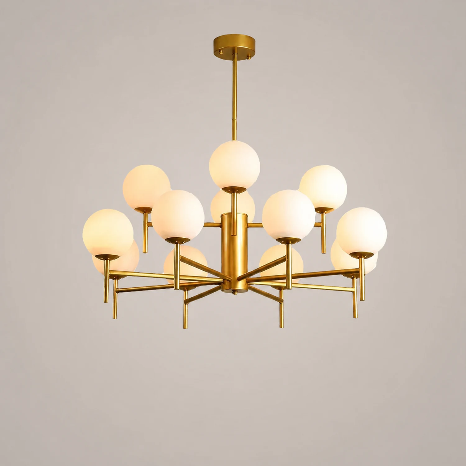 Valentina Modern Ball Glass/Metal Chandelier, Black/Gold - Lumpaz
