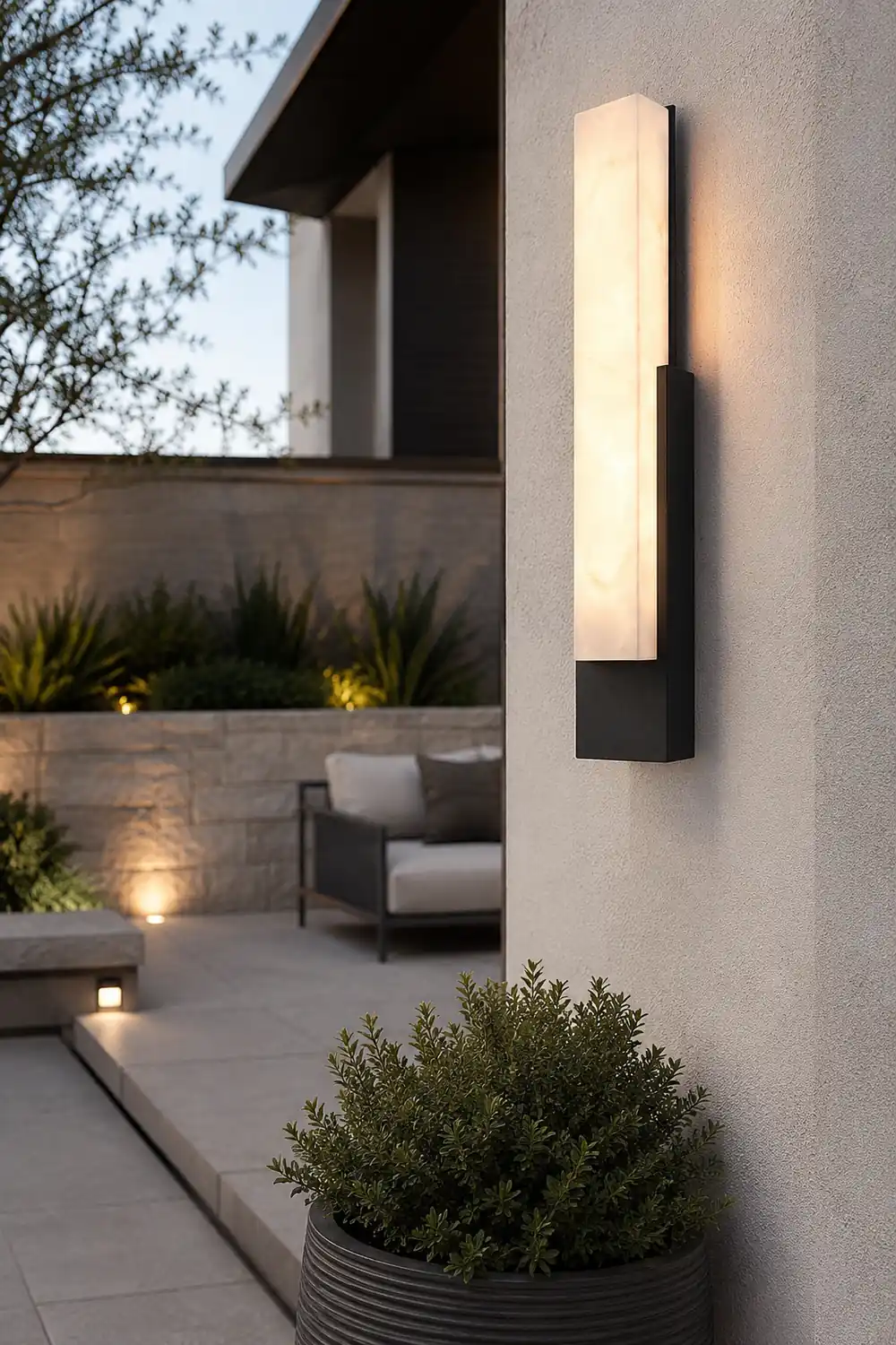 Waterproof Imitation Marble Shade LED Black Modern Outdoor Wall Light复制 - Lumpaz