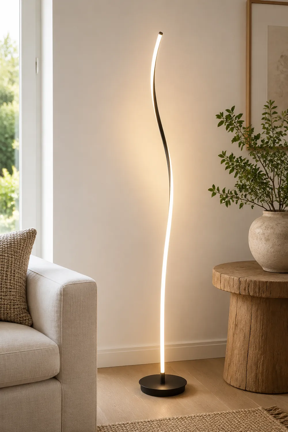 Modern Linear Metal Acrylic Floor Lamp, Black/White - Lumpaz