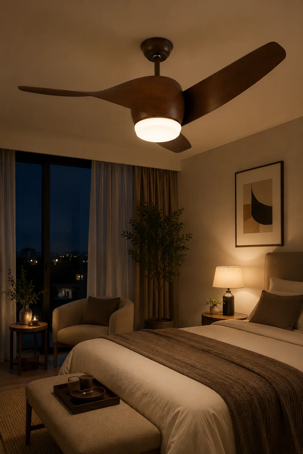 Garner 3-Blade Basic Ceiling Fan with Light, 4 Colors, DIA 52'' - Lumpaz