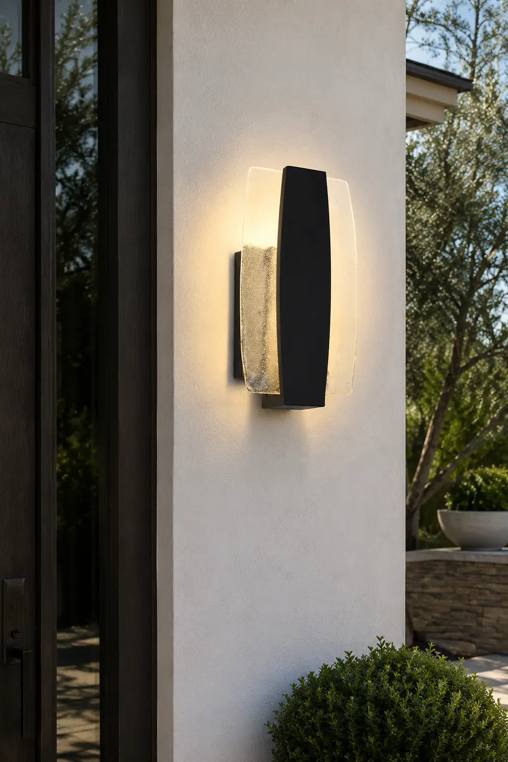 Waterproof LED Handmade Bubbles Glass Black Modern Outdoor Wall Light - Lumpaz