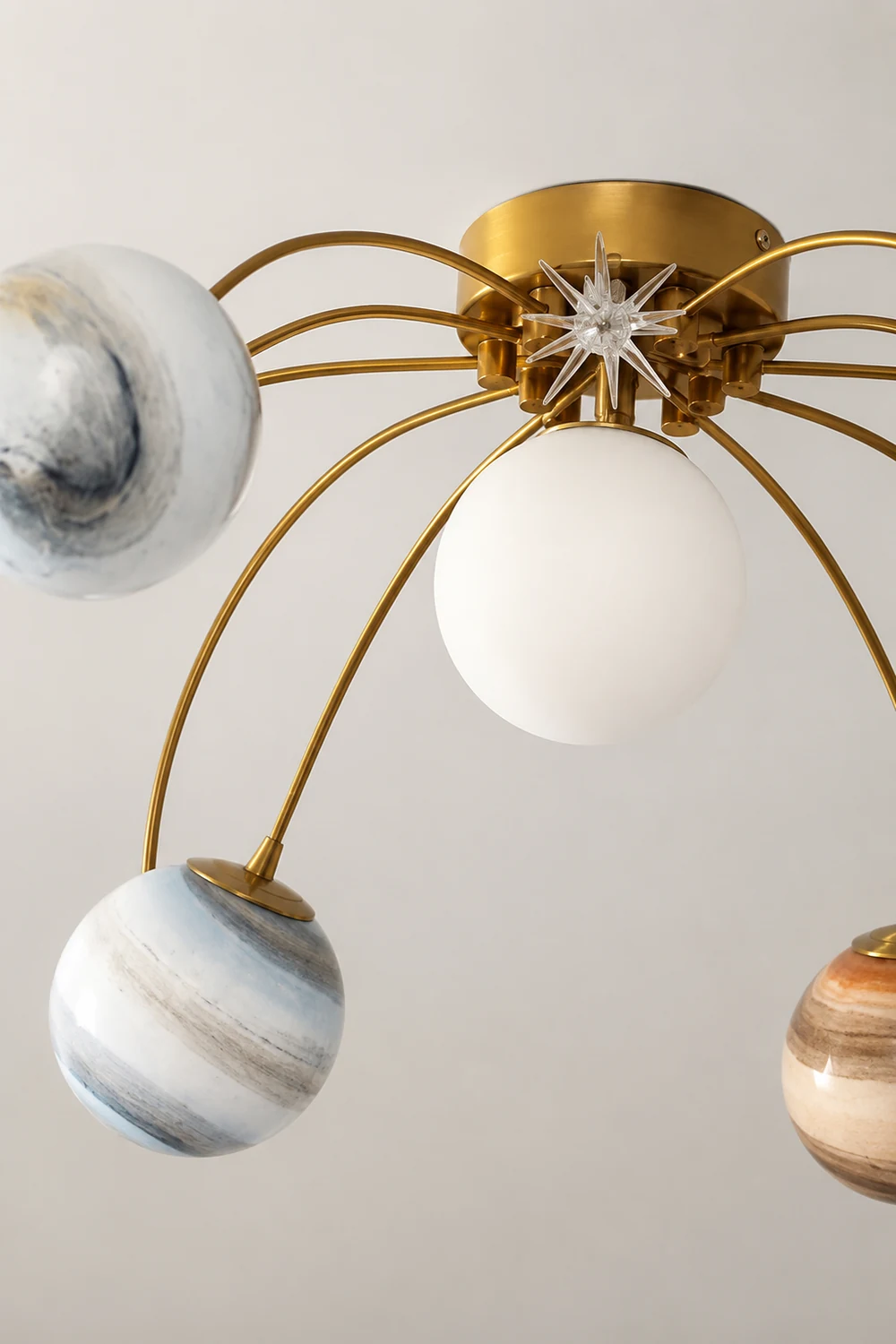 Elif Modern Planet Flush Mount Ceiling Light, Living Room - Lumpaz