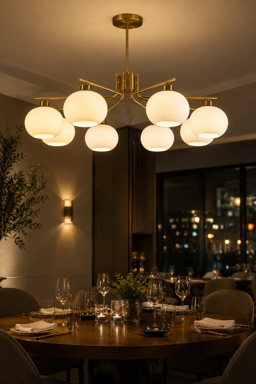 Valentina Pendant Light Semi-Circular Modern, Metal/Glass, Gold/Nickel, Dining Room - Lumpaz