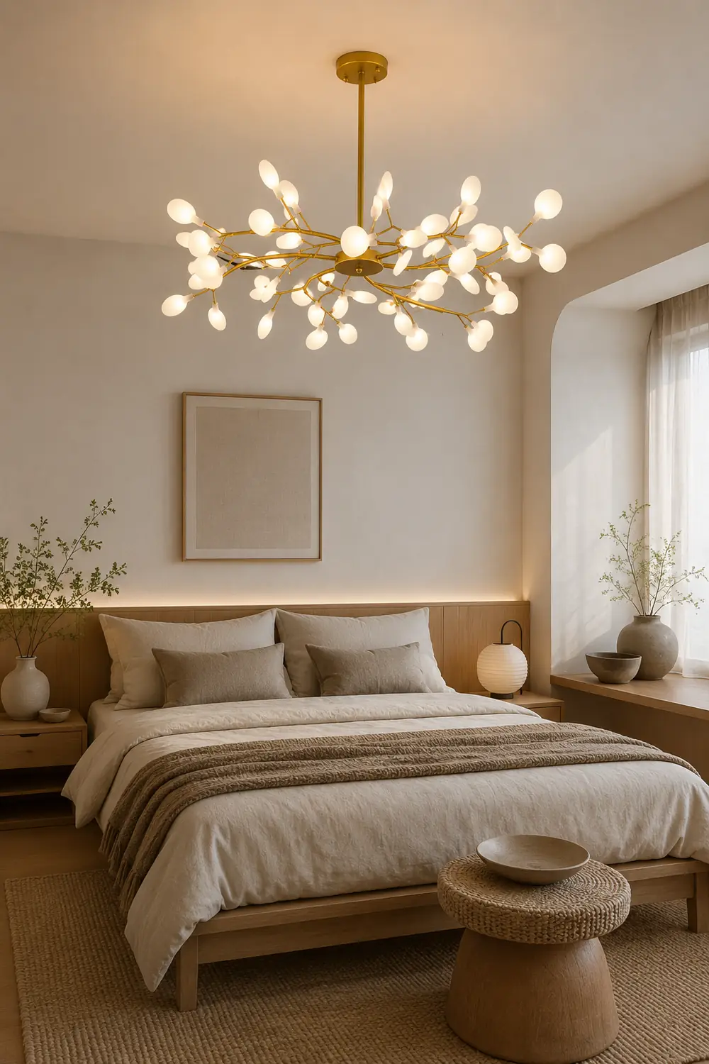 Ophelia Unique Branch Firefly Art Deco Chandelier Black/Gold Living Room - Lumpaz