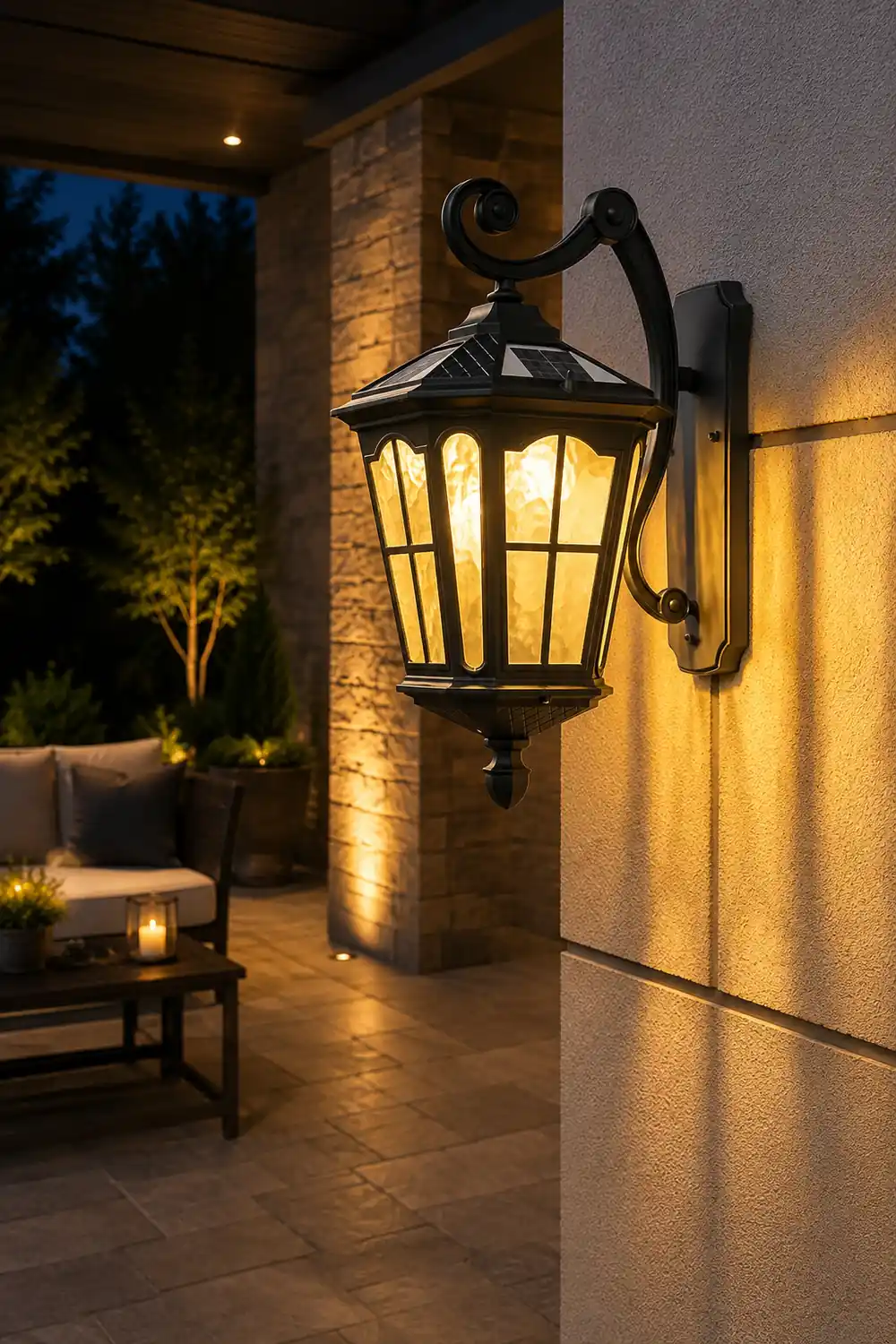 Retro Waterproof LED Aluminum Black Vintage Solar Outdoor Wall Light - Lumpaz