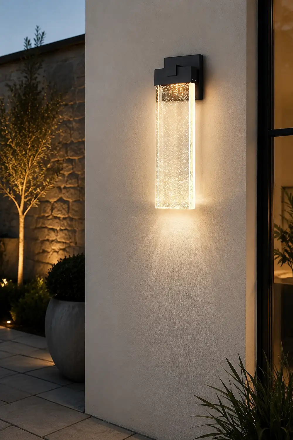Rectangular Bubble Crystal LED Outdoor Wall Lamp - Lumpaz