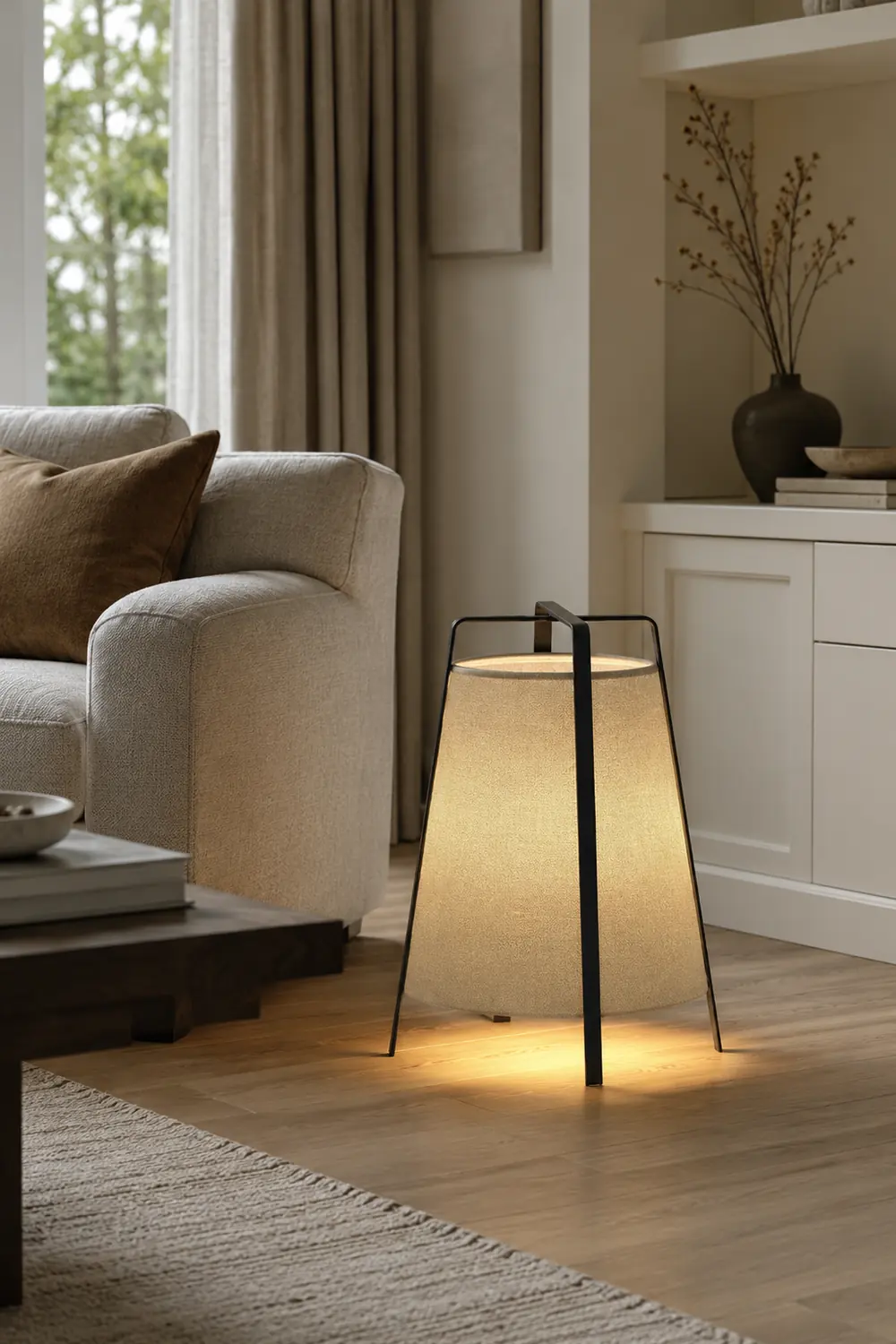 Renée Modern Minimalist Metal/Fabric Floor Lamp Living Room/Bedroom - Lumpaz