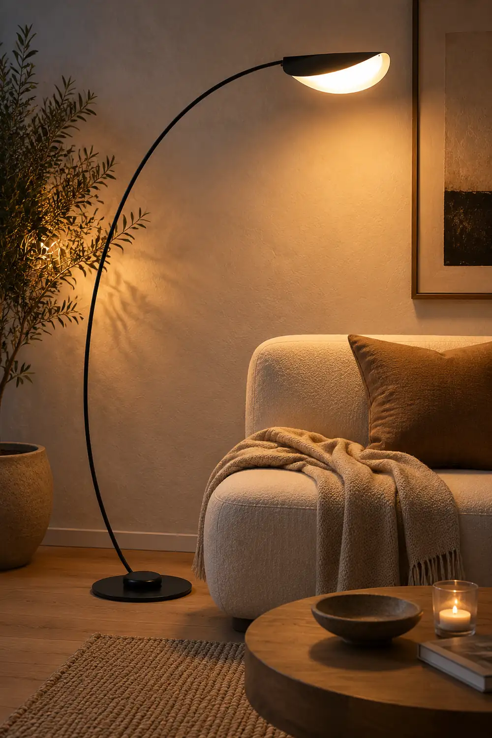 Edge Modern Arch Metal Floor Lamp, Black Bedroom/Living Room - Lumpaz