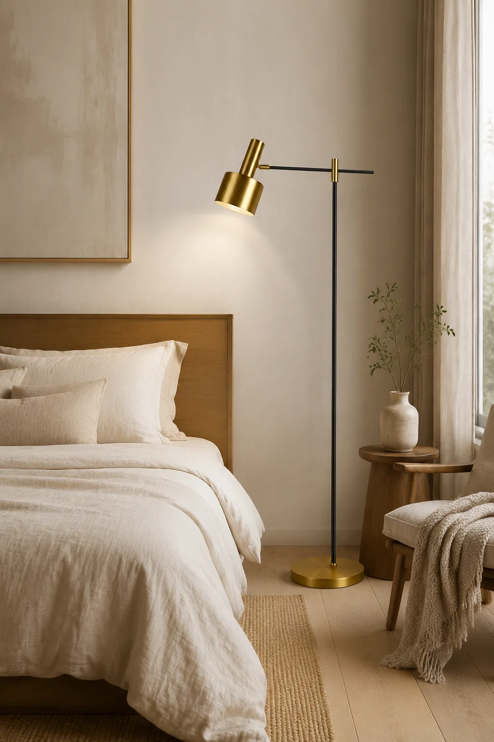 Freja Luxury Linear Metal Floor Lamp, Gold - Lumpaz