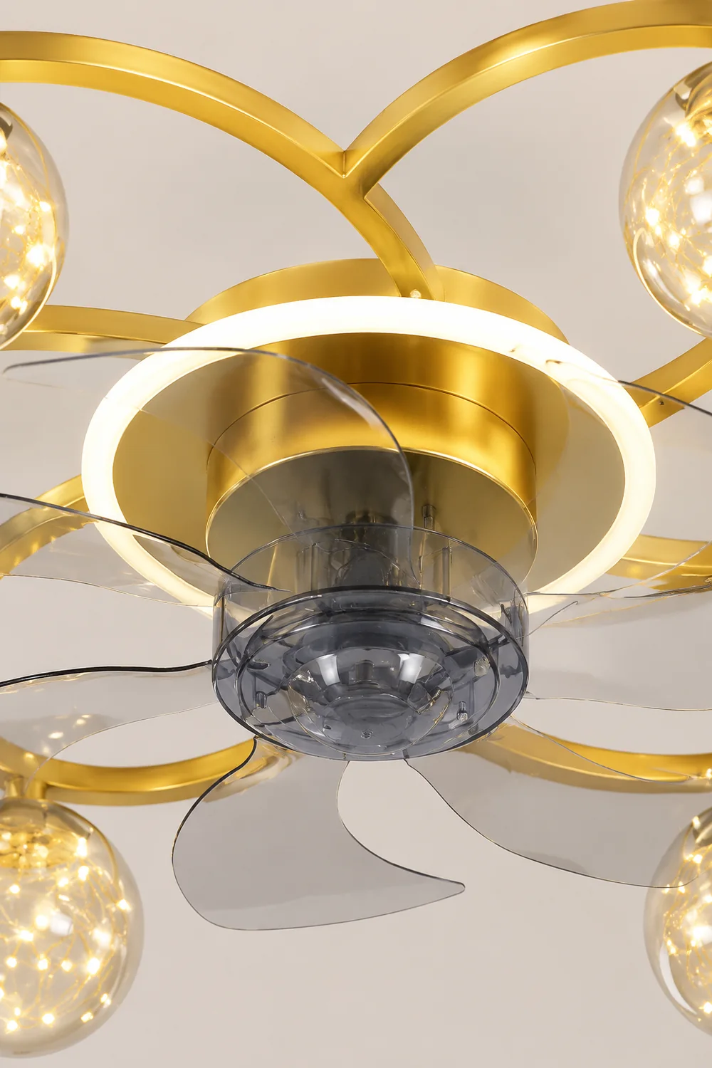 Madina Gold 7-Blade Starry Ceiling Fan with Light, DIA 22.8" - Lumpaz