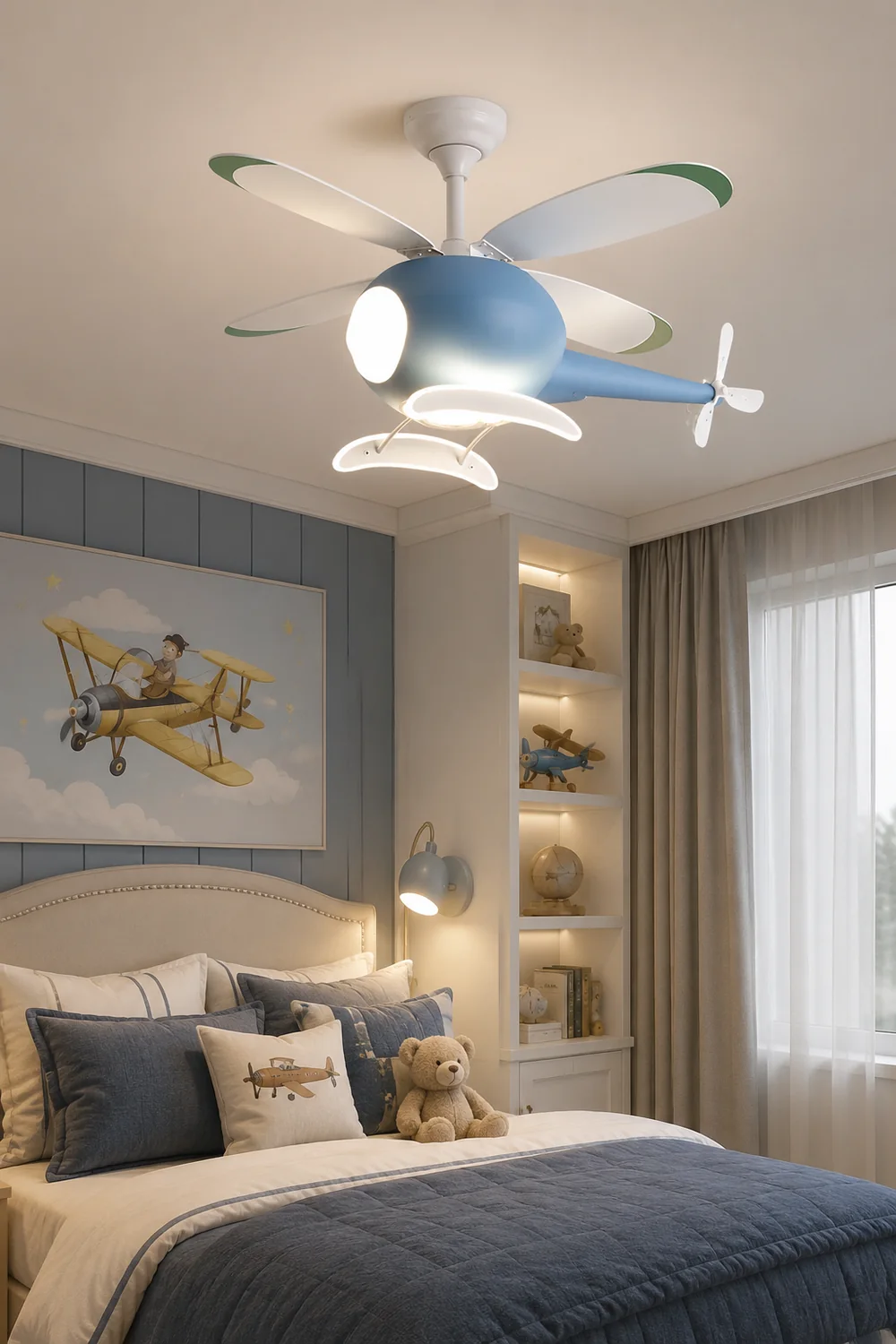 Minori 4-Blade Blue Jet DC Ceiling Fan with Light, Summer, 31.5'' - Lumpaz