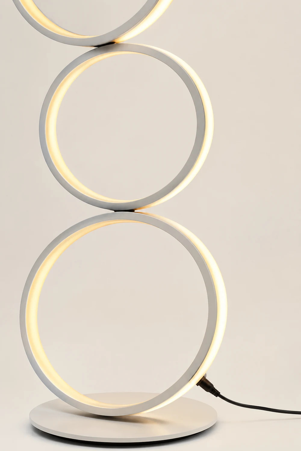 Arisha Floor Lamp Multi-ring Modern, Metal/Silicon, White/Black, Bedside - Lumpaz