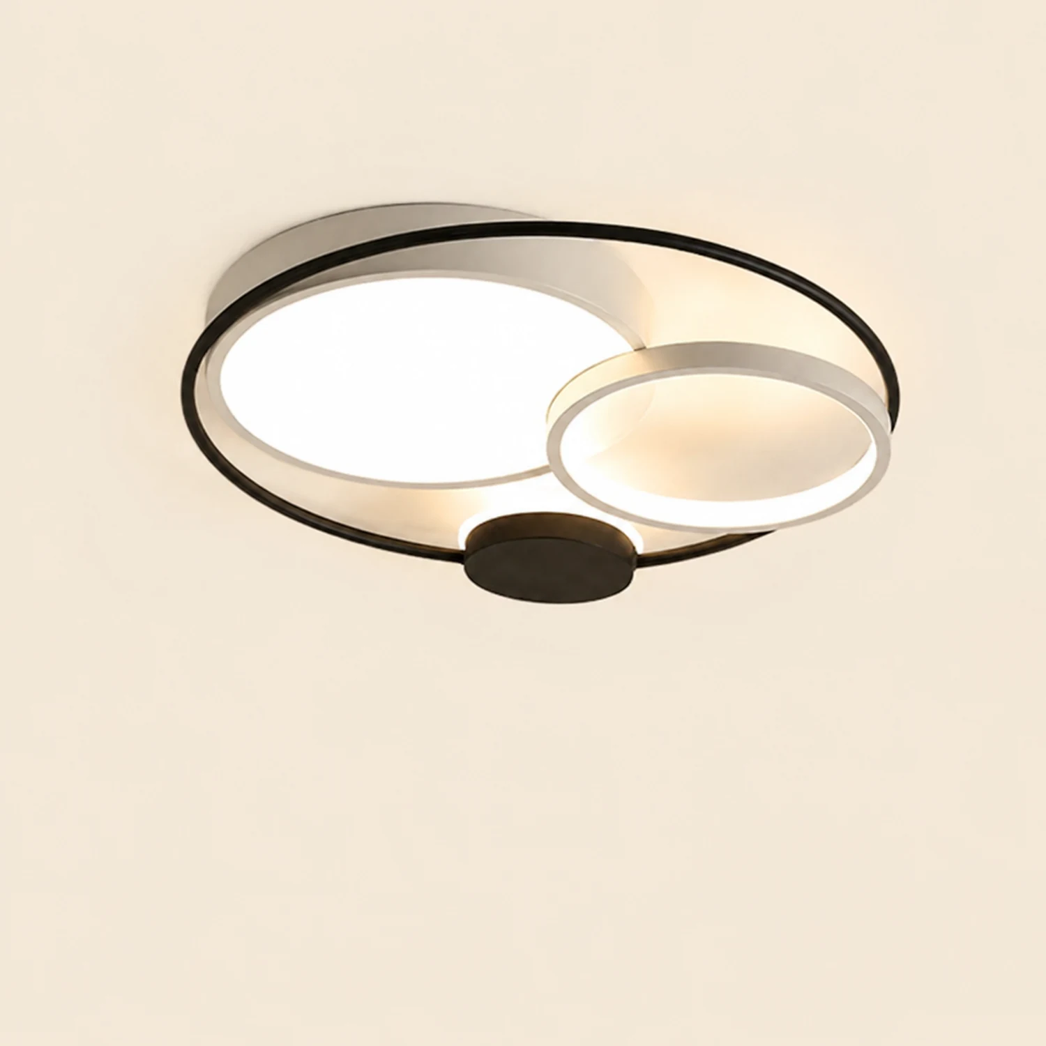 Lacey Modern Circular LED Flush Mount Ceiling Light, Black&White - Lumpaz