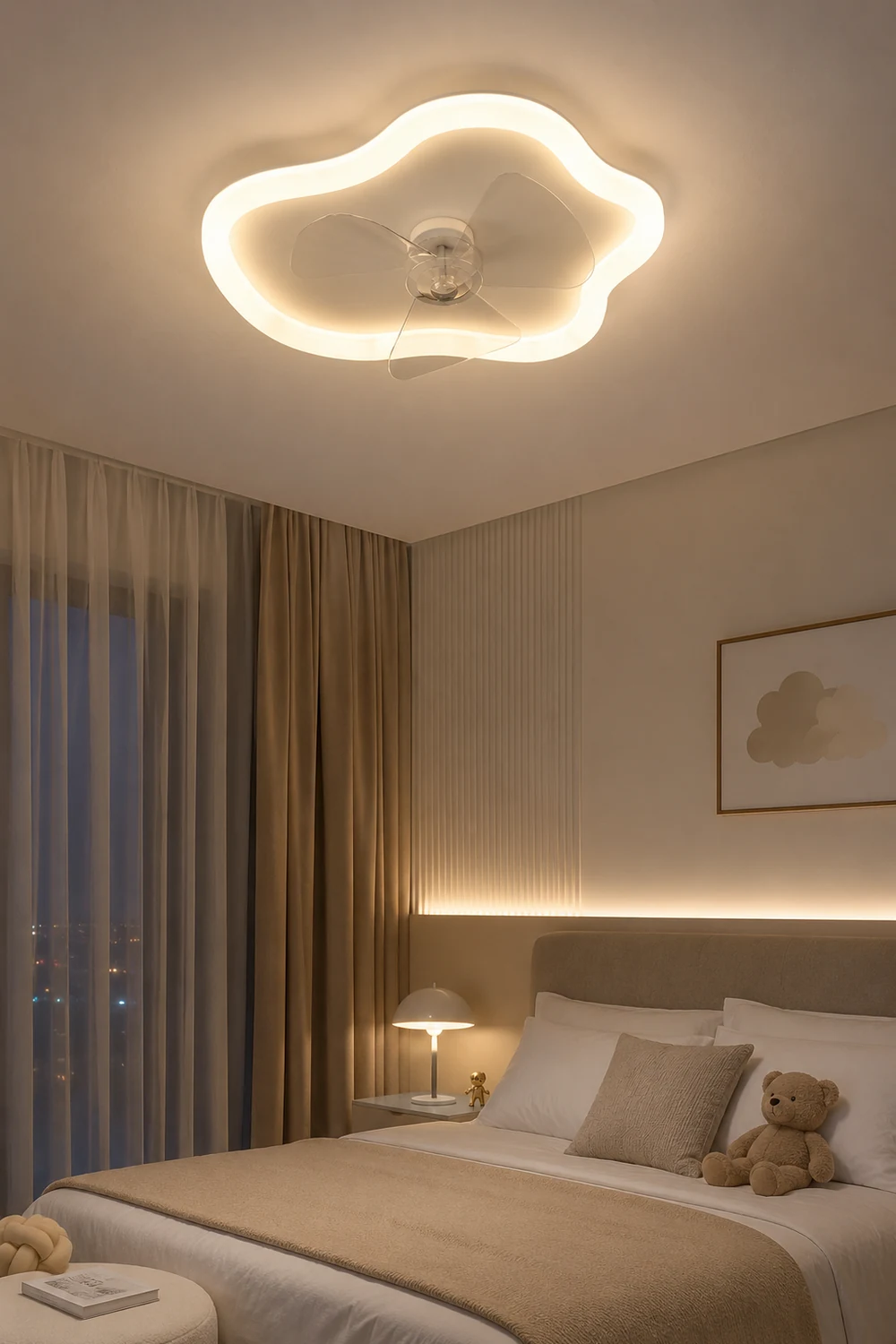 Minori Cloud Ceiling Fan with Light, L 18.1"/23.6" - Lumpaz