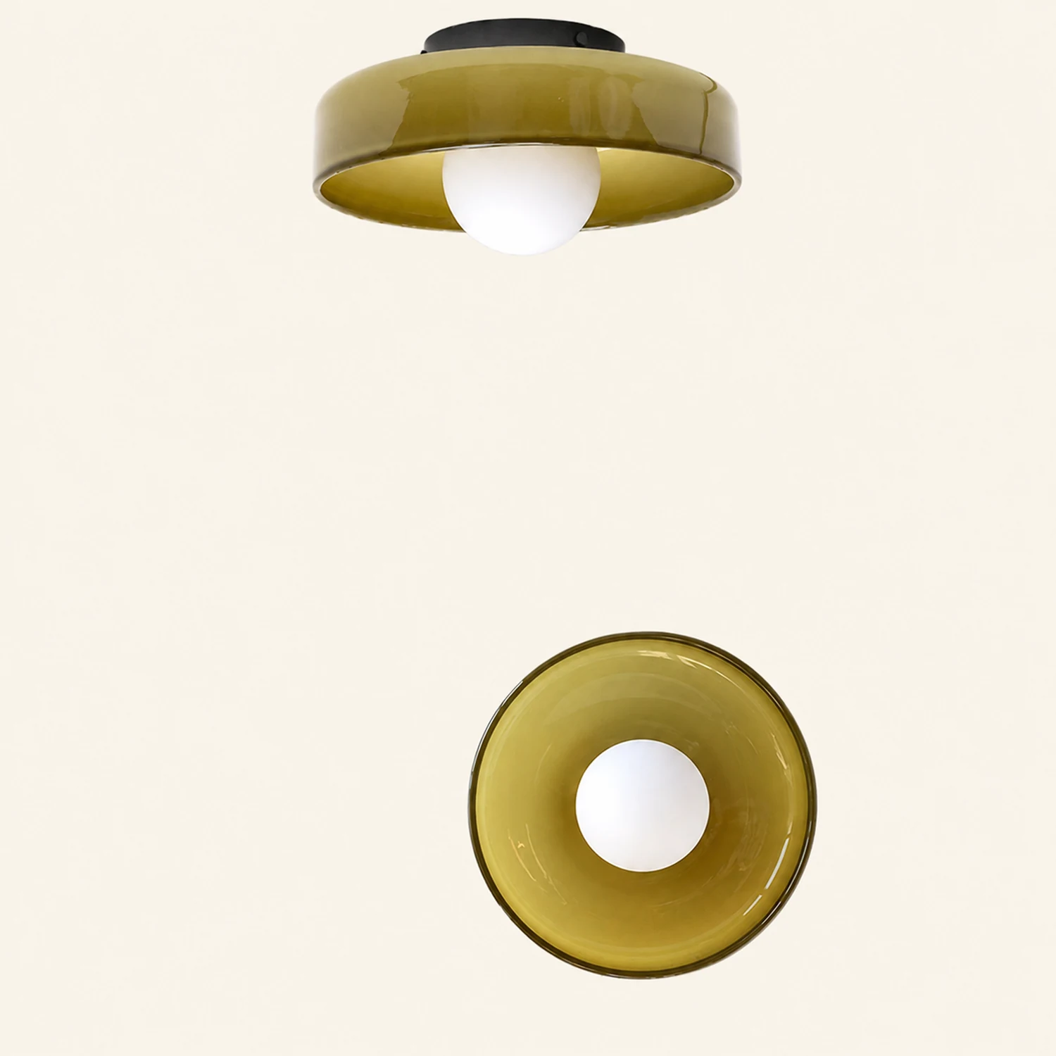 Morandi Modern Glass/Metal Flush Mount Ceiling Light 3 Colors Bedroom - Lumpaz