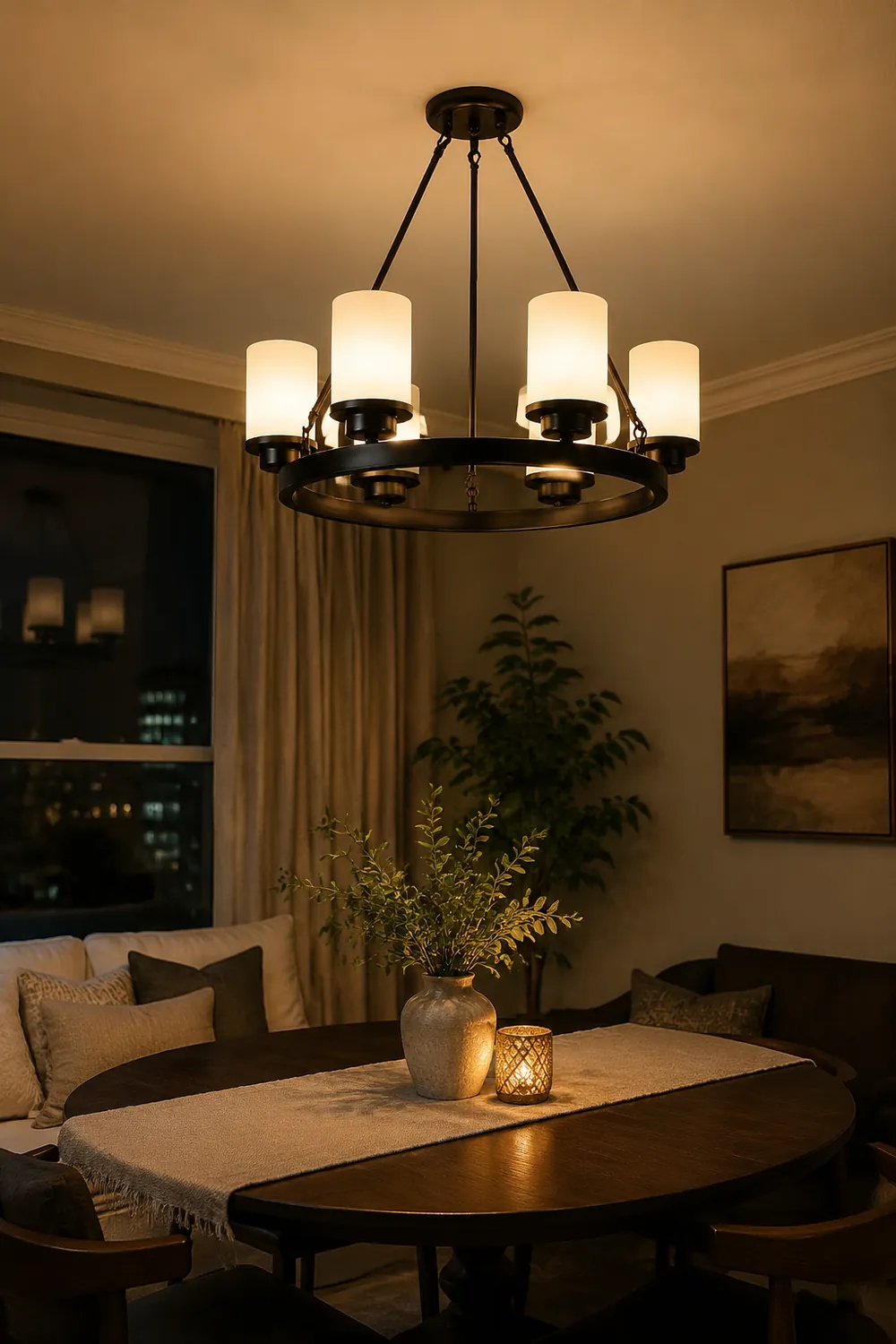 Alessio Retro Black Metal/Glass Chandelier for Living Room - Lumpaz