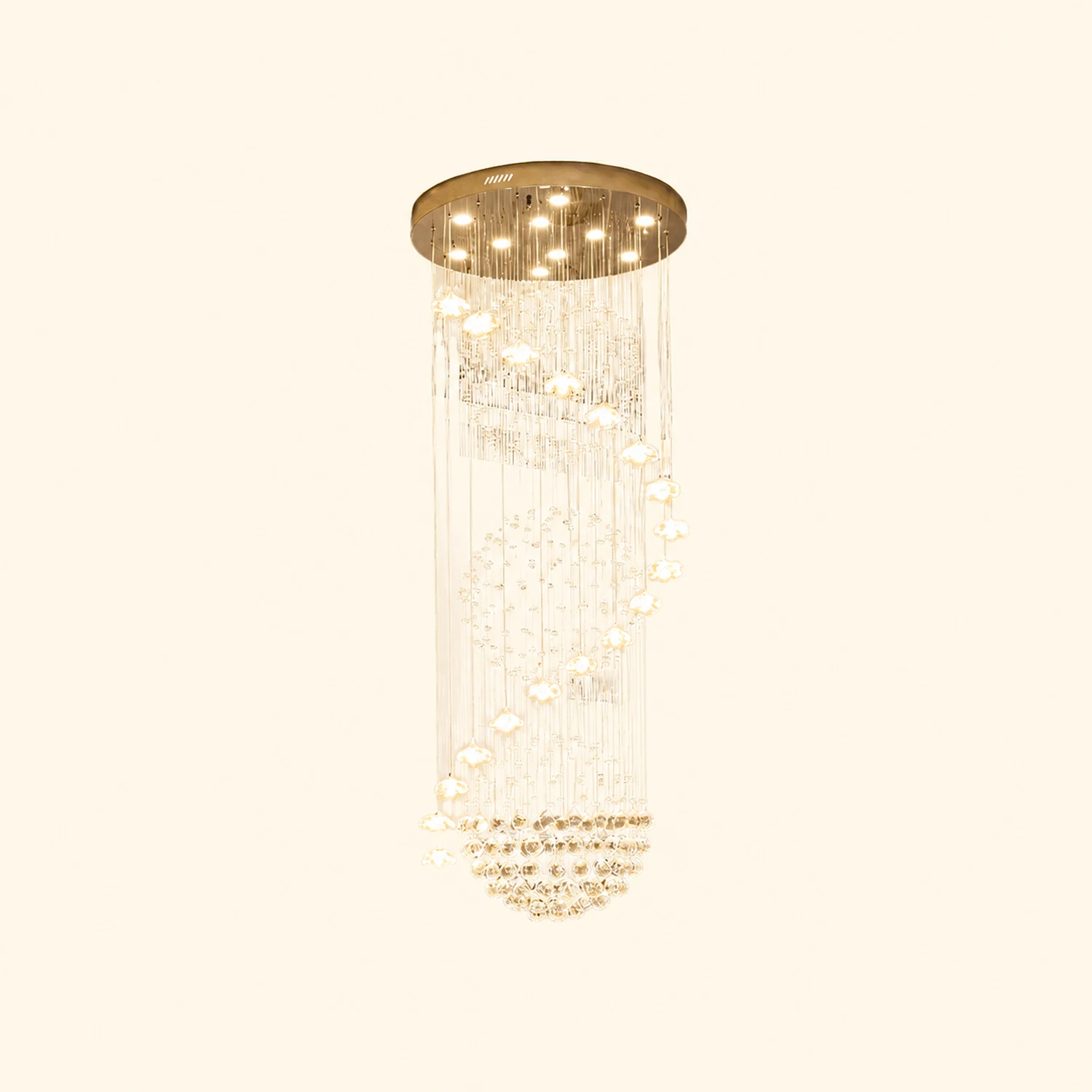 Hailie Luxury Spiral Cascading Crystal Chandelier, Chrome - Lumpaz