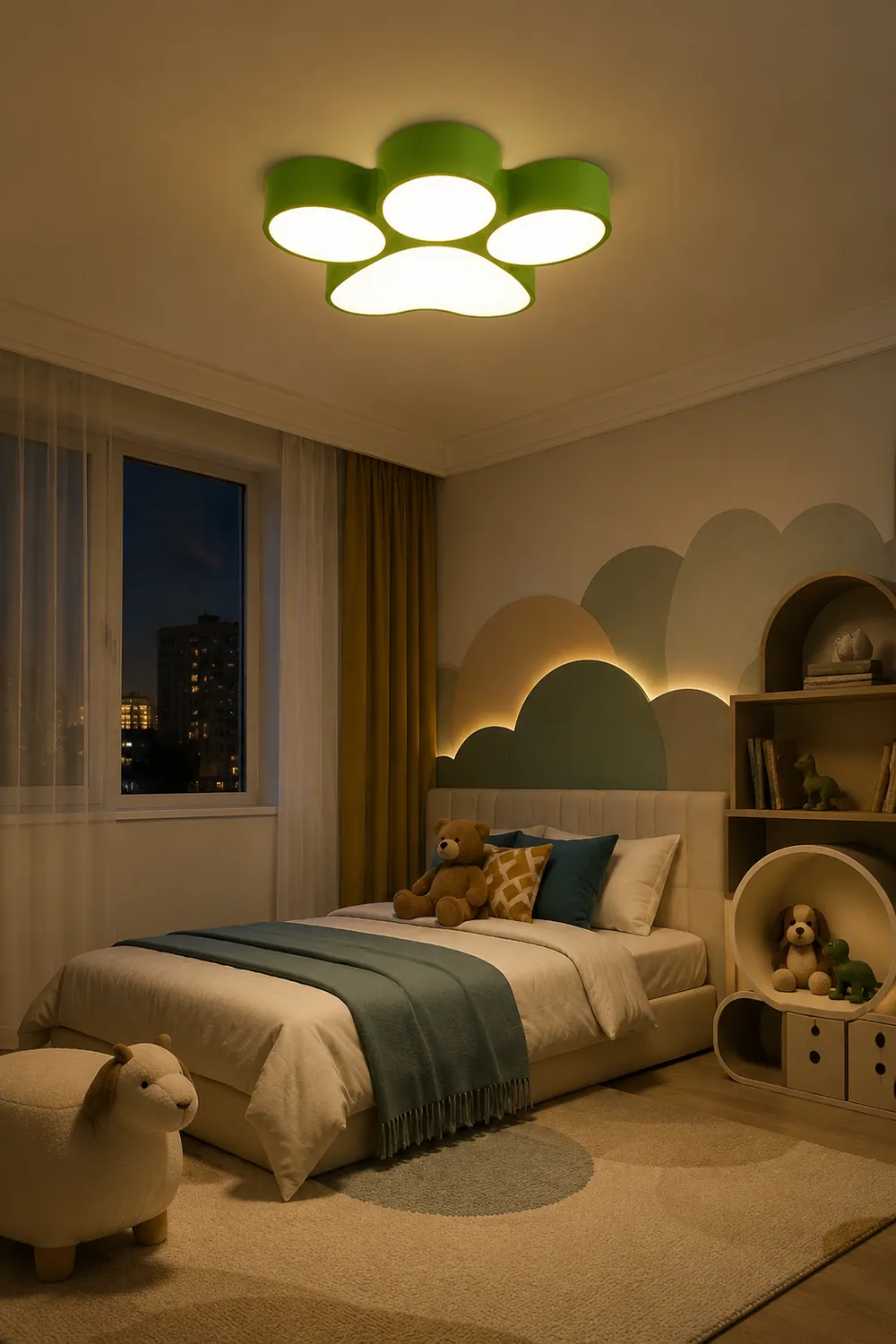 Freja Modern Dog Paw Acrylic Children Ceiling Flush Mount Light - Lumpaz