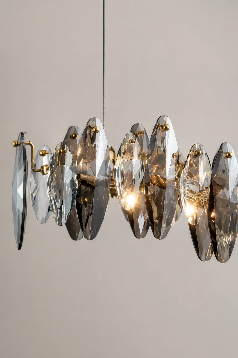 Ophelia luxurious Elliptical Glass/Metal Pendant Light Gold - Lumpaz