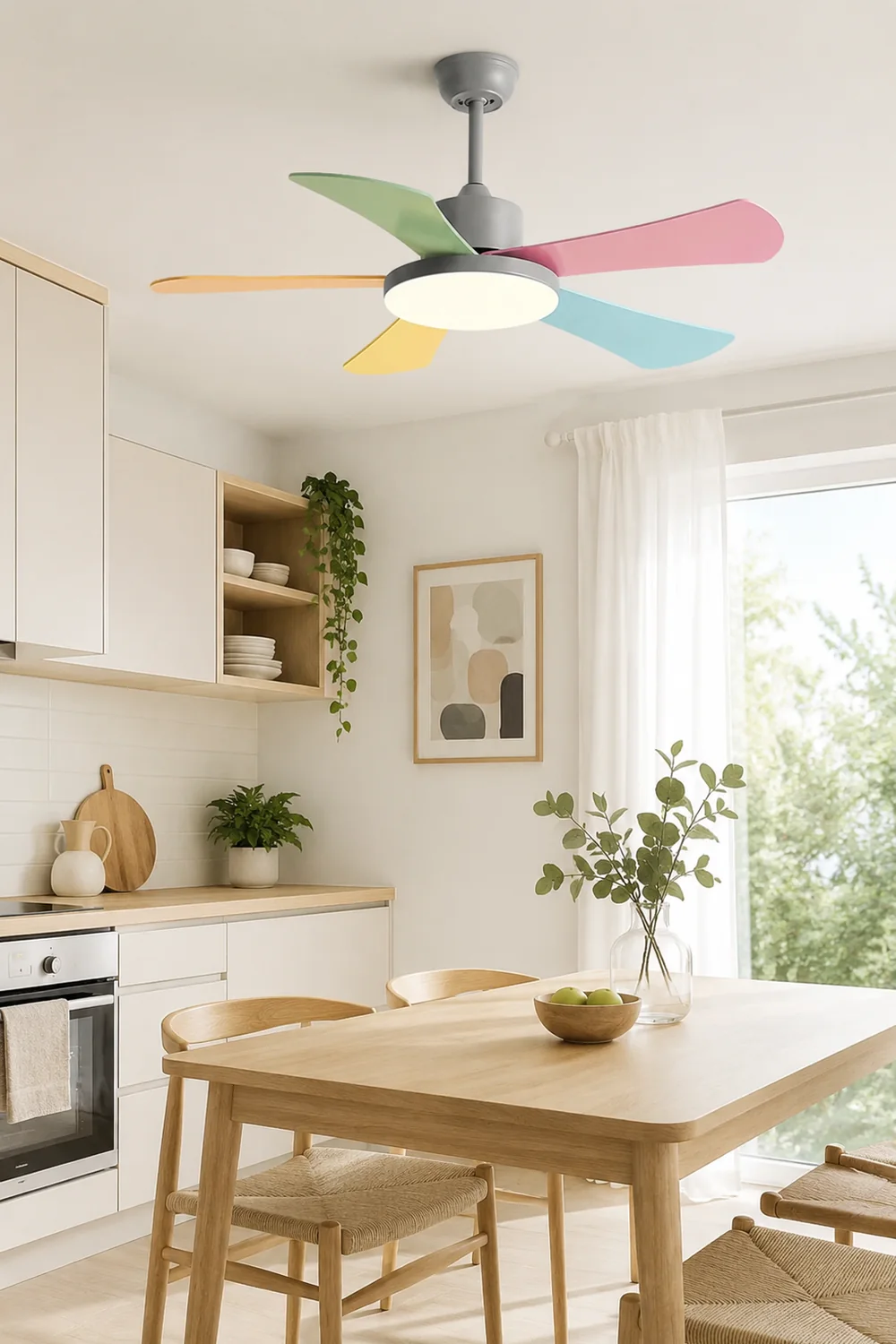 Morandi 5-Blade DC Colorful Ceiling Fan with Light, Summer, 41'' - Lumpaz