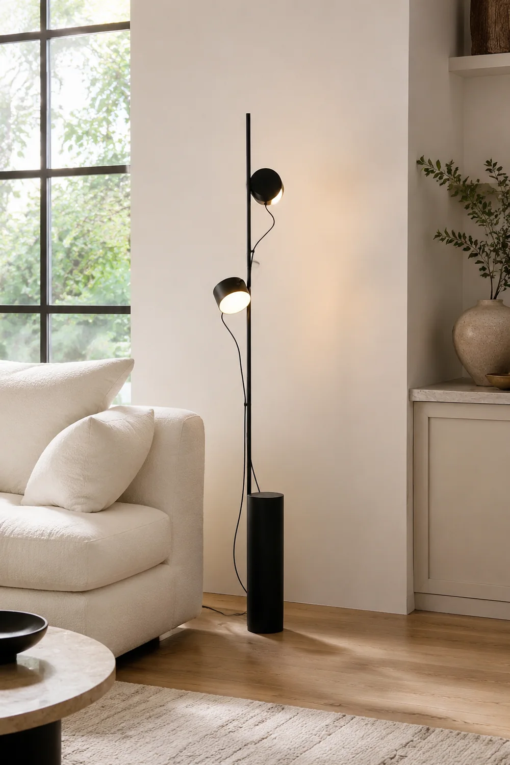 Avi Floor Lamp Cylindrical/Linear Modern, Metal, Black, Bedroom - Lumpaz