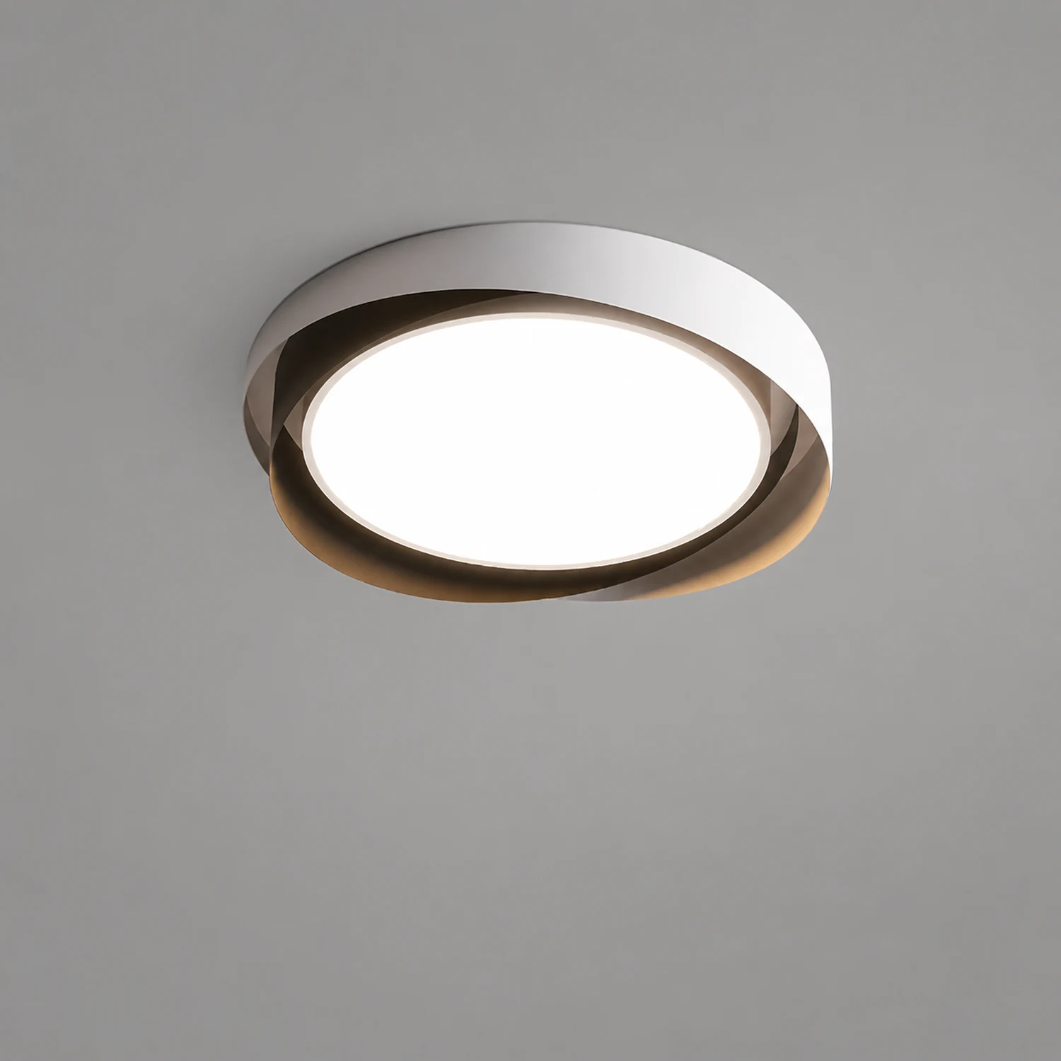 Quinn Modern Geometric Metal/Acrylic Flush Mount Ceiling Light, White/Gold - Lumpaz