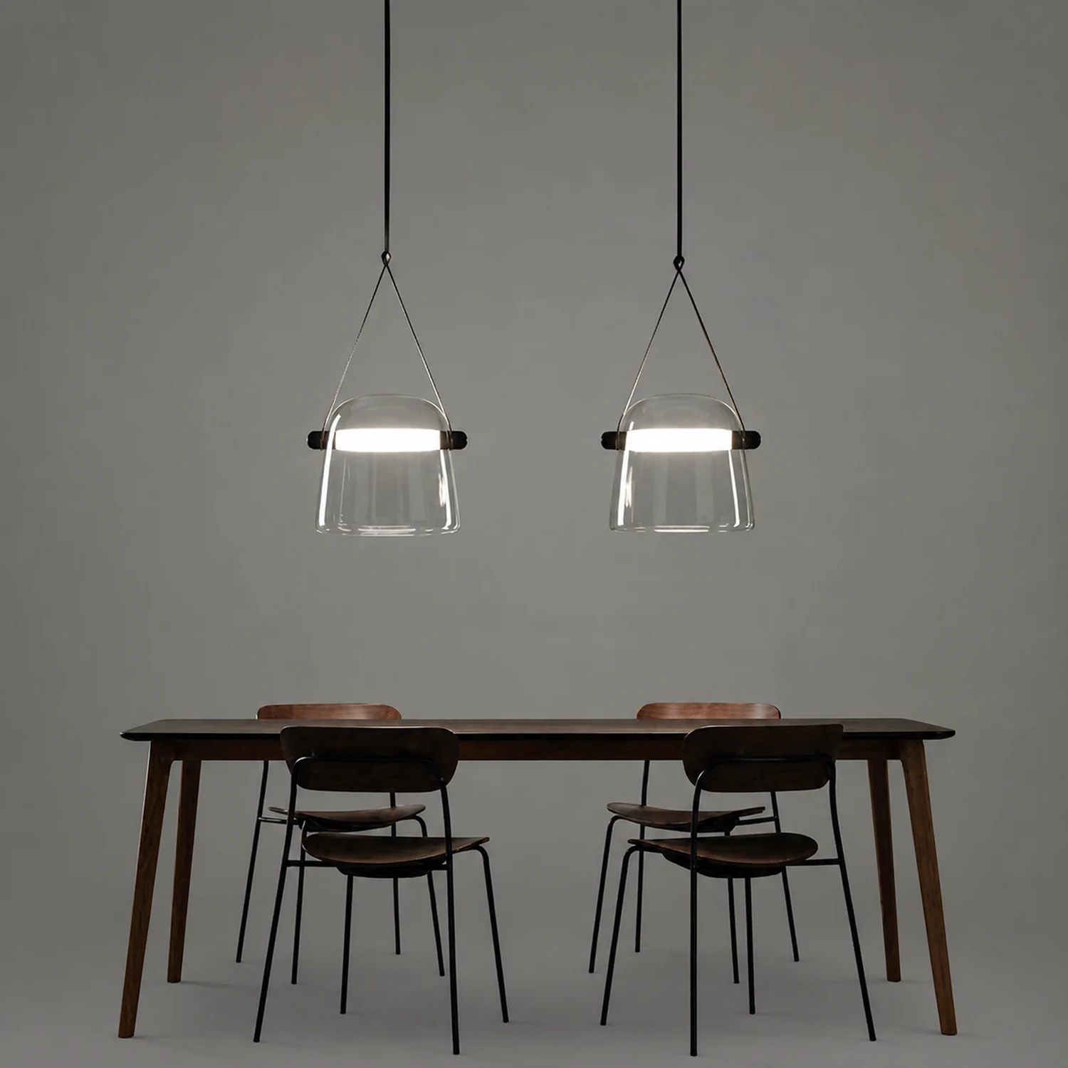 Modern Nordic Leather/Glass Pendant Light Gray/White Bedroom - Lumpaz